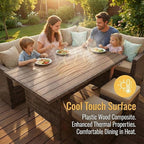 Wisteria Lane 7 Piece Patio Furniture Set, Wicker Patio Sectional with Wide Armrest, All Weather Outdoor Dining Set, Outdoor Furniture Patio Conversation Set with Ottoman, Brown