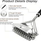 TNTOR Grill Brush Bristle Free with Scraper, 18" Handle BBQ Grill Brush for Outdoor Grill, Extra Strong Grill Cleaner Brush for Grill/Smoker/Gas/Charcoal, Father's Day Grill Gifts for Men/Dad