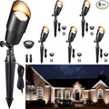 Gardenreet Solid Brass Spot Lights - Black Low Voltage Landscape Spotlight Outdoor, 12V LED Uplights Wired, Waterproof Electric for Patio Wall with 4000K Bright White MR16 Bulb (6 Pack)