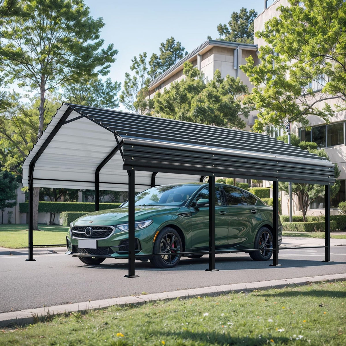 shintenchi 12x15 ft metal carport, oversized carport garage, main product view