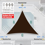 Amgo Custom Size 23' x 23' x 23' Brown Triangle Sun Shade Sail UPF50+ AGTAPRT12, Order to Make Canopy Awning, 95% UV Blockage, Water & Air Permeable, Commercial Standard (We Customize)