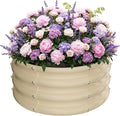 ZXZYHFTY Round Galvanized Raised Garden Bed kit,White Outdoor Garden Raised Planter Box, Round Large Metal Raised Garden Beds for Vegetable 2 * 2 * 1ft 1Pack