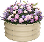ZXZYHFTY Round Galvanized Raised Garden Bed kit,White Outdoor Garden Raised Planter Box, Round Large Metal Raised Garden Beds for Vegetable 2 * 2 * 1ft 1Pack