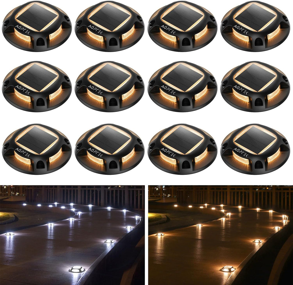 agptek solar driveway lights outdoor 12 pack, 2, main product view