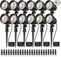 MEIKEE 7W LED Landscape Lights, 12V/24V Low Voltage Landscape Lighting IP66 Outdoor Spotlights Warm White Garden Lights with Connectors for Pathway Yard Patio 12 Pack