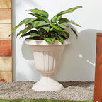 Arcadia Garden Products PL20BG Classic Traditional Plastic Urn Planter Indoor/Outdoor, 10" x 12", Beige