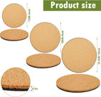 6 Pieces 6/8/10 Inch Cork Plant Pad 3 Sizes Cork Plant Mat Plastic Round Plate Coasters for Garden, Courtyard, Pot, Indoor Outdoor and DIY Craft Project