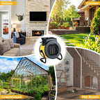 greenhouse heater with thermostat, 1500w outdoor heater, yellow on a desk or shelf