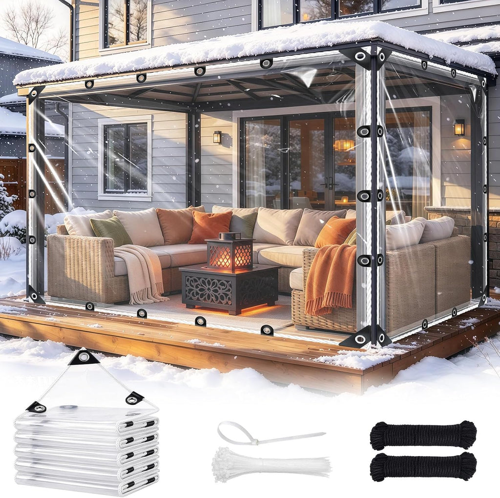 clear tarps 8x10ft heavy duty waterproof with grommets, main product view