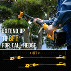 2-in-1 Cordless Pole Hedge Trimmer & Grass Shear, 14FT Reach | 20V Power with 2x4Ah Batteries, 9" Hedge Blade & Grass Shear, Multi-Angle Head, Up to 2800RPM for Shrubs and Lawn Edges