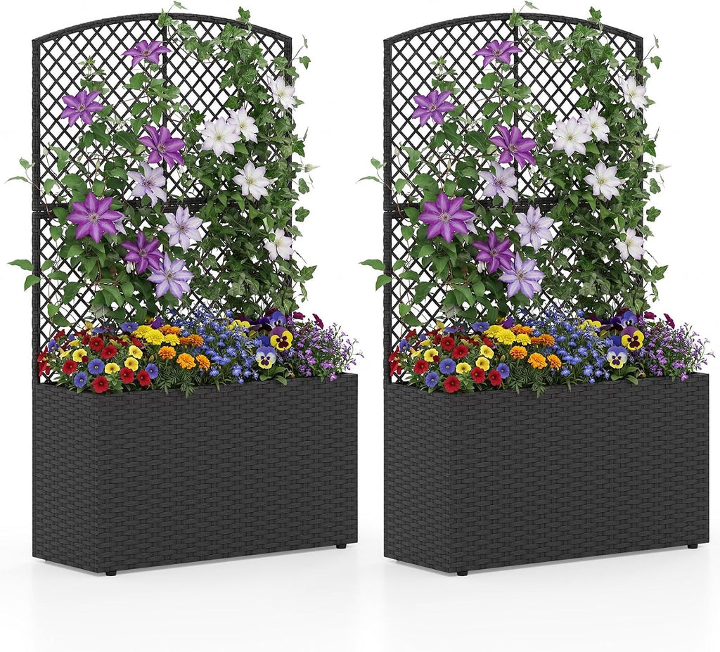 happygrill 2 raised garden bed with trellis &, main product view
