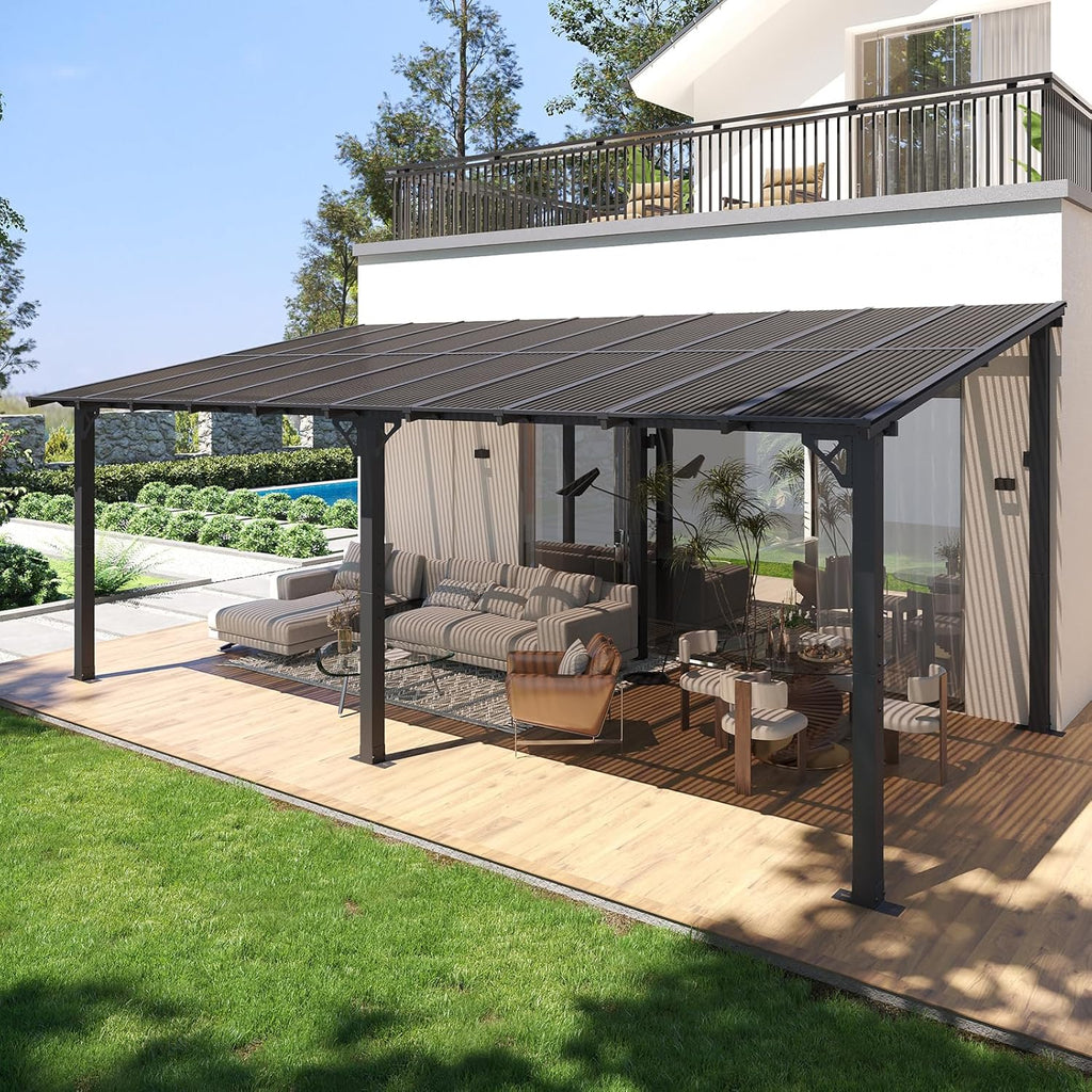 10' x 20' lean to gazebo pergola, metal, main product view