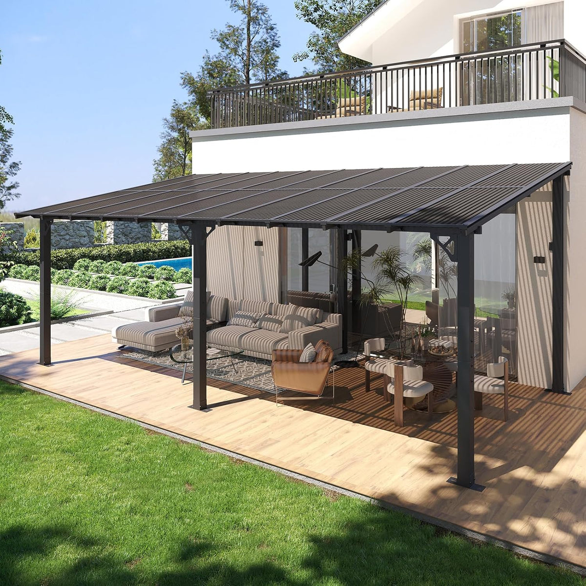 10' x 20' lean to gazebo pergola, metal, main product view