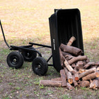 bilt hard poly garden dump cart 600 lbs, side view