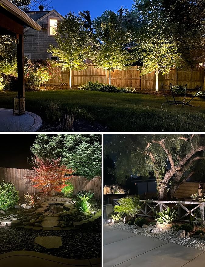 SUNVIE 12W Low Voltage Landscape Lighting LED Landscape Lights 3000K Waterproof Garden Pathway Lights 12V Outdoor Spotlights with Spike Stand, 2 Pack with Connectors