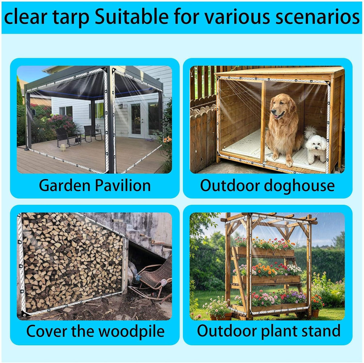 clear vinyl tarp 6x8ft 14mil heavy duty waterproof, package contents