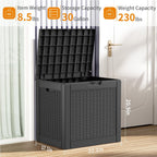 patiozen 30 gallon resin deck box, lockable patio, close-up detail
