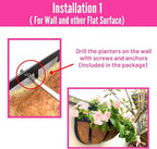 LaLaGreen Wall Planters for Outdoor Plant (16 Inch, 4 Pack) Deck Railing Planter Boxes for Outside Plants Window Flower Box with Coco Liners Metal Horse Troughs Fence Garden Herb Patio Porch over Rail