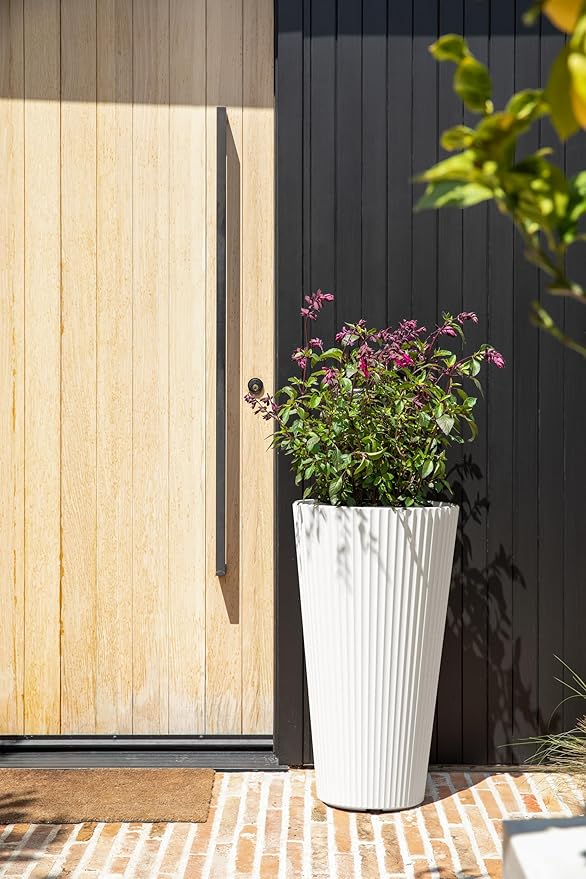 Veradek Demi Series Tall Planter for Porch, Patio, Backyard | Durable Plastic-Stone Composite Material | Modern Décor for Tall Plants, Grasses