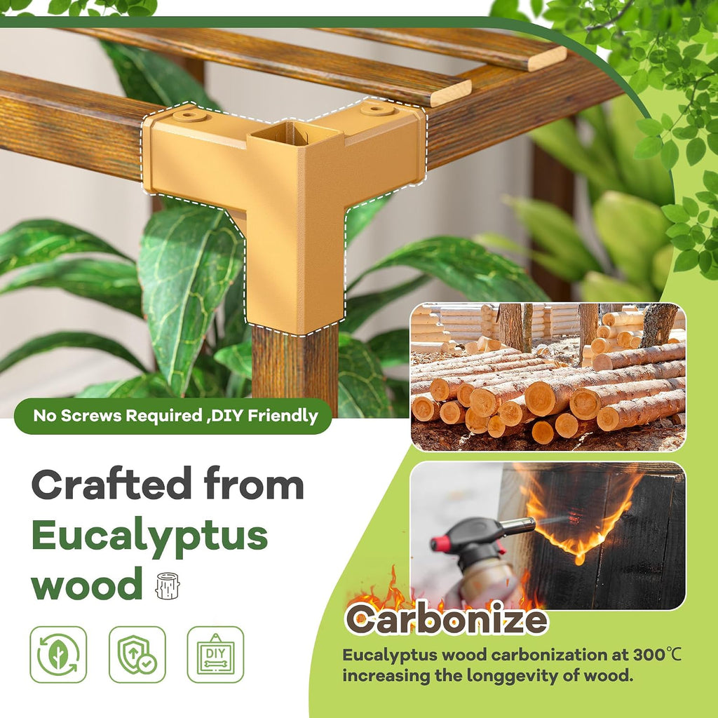 enhomee 73.6" tall plant stand, wood shelf for, close-up detail