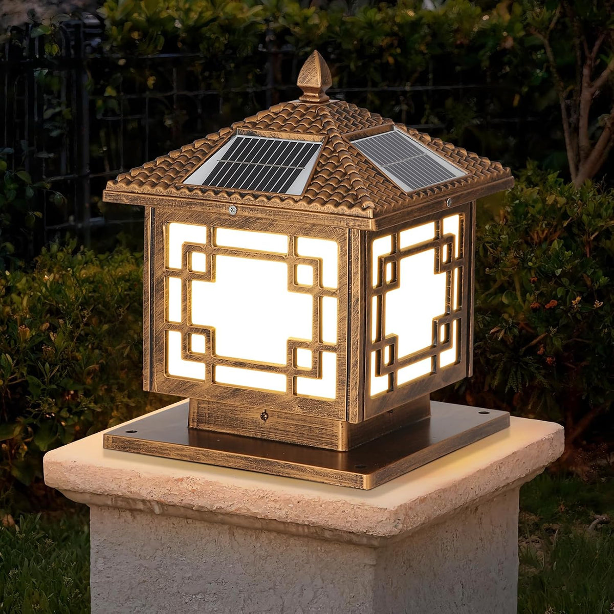 solar post lights outdoor waterproof gate post mount, main product view