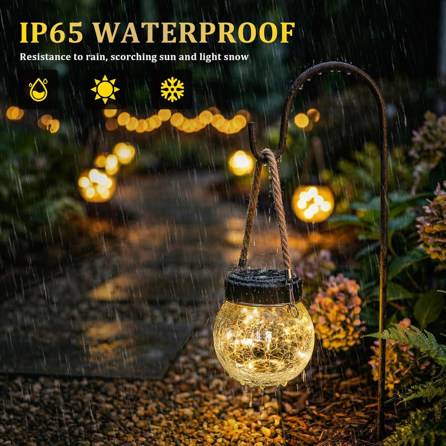 ROSHWEY 6 Pack M Size Solar Lantern Gifts for Women - Outdoor Solar Lanterns Waterproof with 15 LED Hanging Garden Patio Backyard Decor Lights for Halloween Christmas Easter Gift