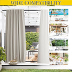 NICETOWN 2 Panels Privacy Outdoor Curtains for Patio Waterproof, Thermal Insulated Windproof Pocket & Back Tab on Top and Bottom Light & Cold Blocking Drapes with Fixed Rope for Porch, W52 x L108