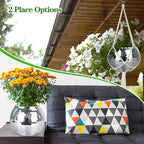 Disco Ball Planter, 1pcs 10” Silver Disco Ball Planter, Disco Ball Plant Hanger with Hanging Rope, Hanging Chain, Hook, Circle and Extra Mirror Pieces