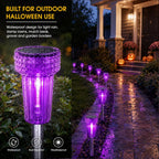 Halloween Solar Lights Outdoor Waterproof Purple Landscape Lights, 8 Pack | Halloween Solar Pathway Lights Purple Led Yard Lights for Walkway,Path with Auto On/Off Lighting Halloween Decor