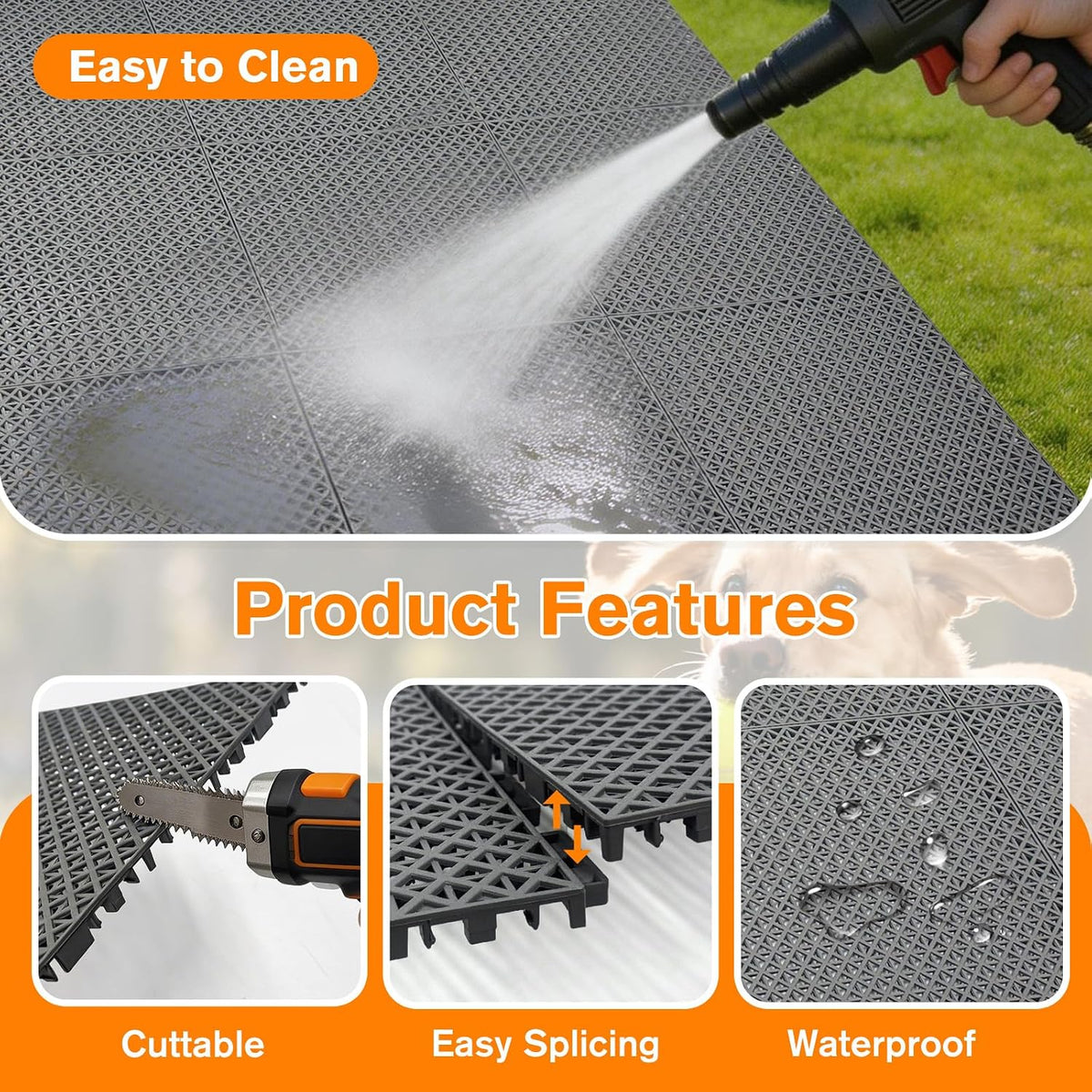 12 * 12 * 0.51inch dog kennel flooring, close-up detail