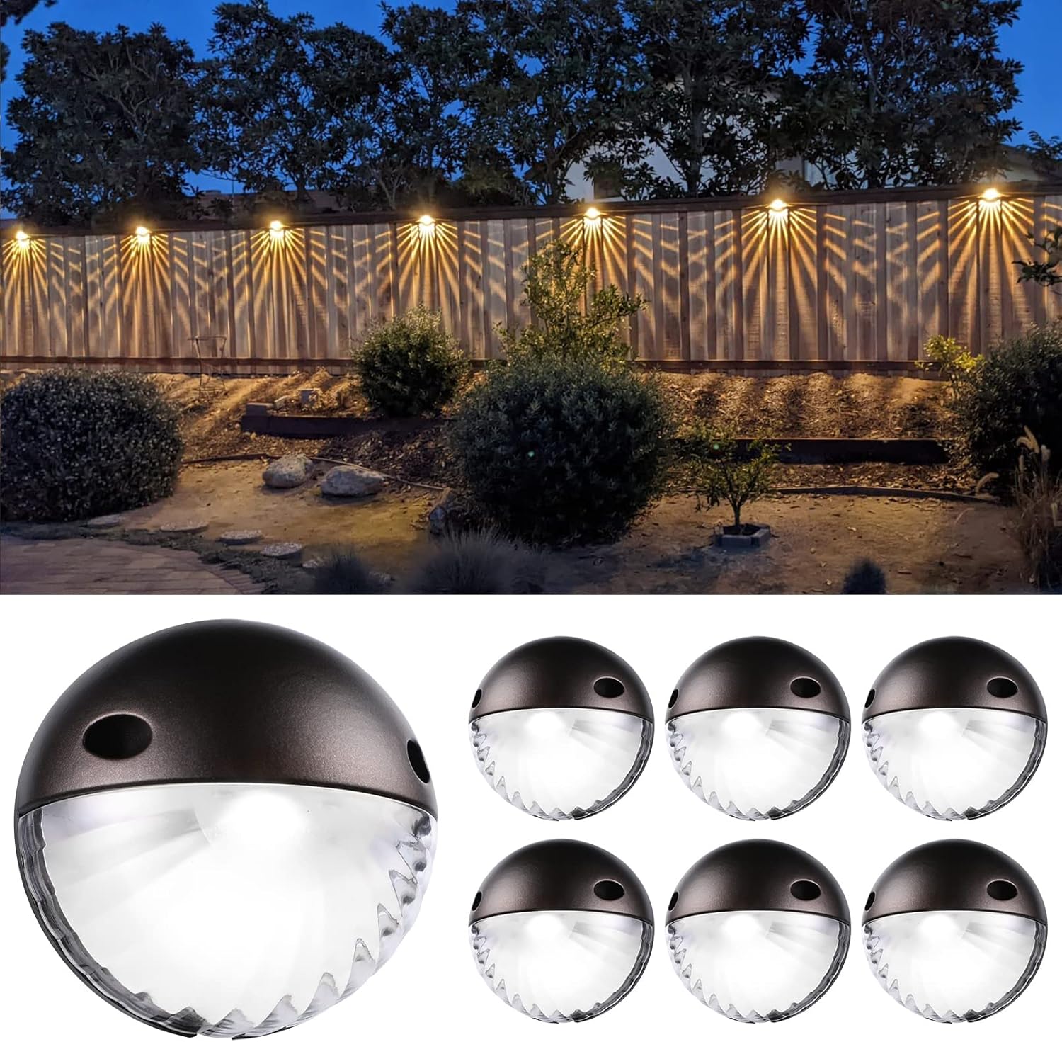 LEONLITE 6-Pack 3000K Unique Rays LED Deck Lights Outdoor Oil Rubbed Bronze | 12V Low Voltage, Landscape Step Railing Fence Light, Warm White, IP65, Landscape Deck Light for Backyard, Aluminum
