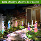 4 Pack Color Changing Solar Lights Outdoor Waterproof, Solar Delphinium Flower Stake Lights Auto ON/Off Solar Garden Lights for Spring Lawn Pathway Landscape Birthday Gifts for Mom Women Grandma