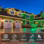 50ft LED Rope Lights Outdoor, 360 LED Connectable and Flexible Tube Lights with 8 Modes, Waterproof LED Rope Lighting for Garden Patio Pool Bedroom PartyIndoor Outdoor Christmas Decor (Red & Green)