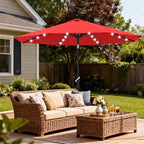 ABCCANOPY Durable Solar Led Patio Umbrellas with 32LED Lights 11FT（Red）