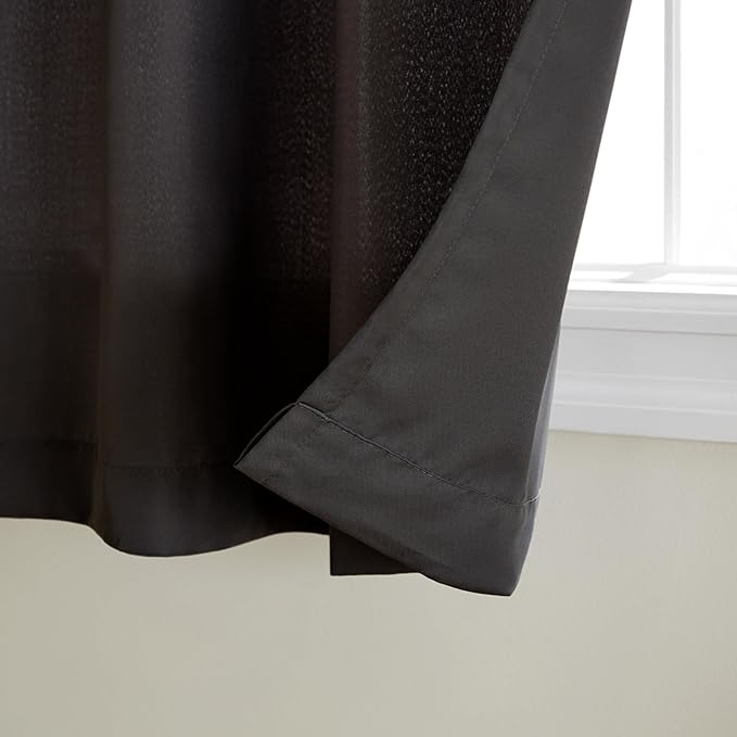 Town & Country Basics Cabana Solid Heavyweight Indoor Outdoor Curtains, Light Filtering Opacity with Grommet Top, Water Repellent, 2-Pack Set, 54"x108", Black
