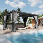 aoxun louvered pergola 12x16 all-aluminum, waterproof curtains and, view 13
