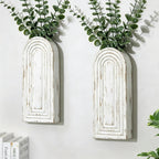 Handmade Wooden Wall Vases Set of 2 for Plants | Boho Rustic Farmhouse Decor for Indoor Artificial Plants and Flowers. Perfect for Living Room, Bedroom, Bathroom, or Patio