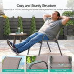 Patio Chairs Set of 4, Easily Set Up Stackable Outdoor Dining Chairs with High Back and Wide Seat, All Weather Breathable Outdoor Chairs Set of 4 with Metal Frame for Backyard Deck Pool, Brown