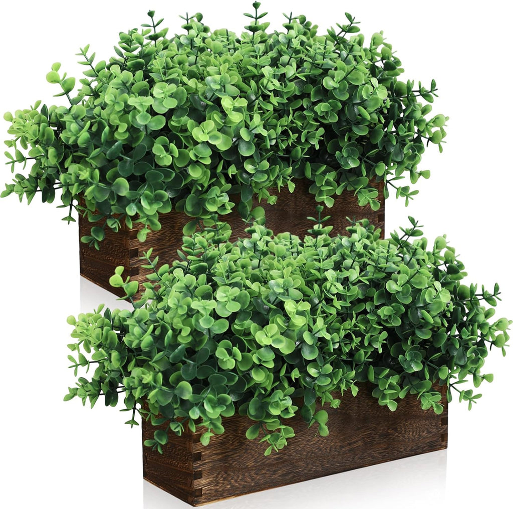 lyrow 2 pack eucalyptus plant,brown,11.4 inch,emerald green round, main product view