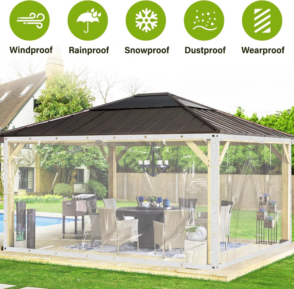 4x6 ft clear tarp heavy duty waterproof,clear vinyl, package contents