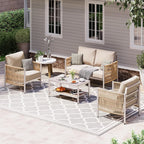aluminum outdoor patio furniture set with dual-layer coffee, main product view