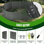 A ANLEOLIFE 8-Set 8X4X2 ft Galvanized Raised Garden Bed Kit, Oval Metal Deep Root Planters for Outdoor Plants, Quartz Grey