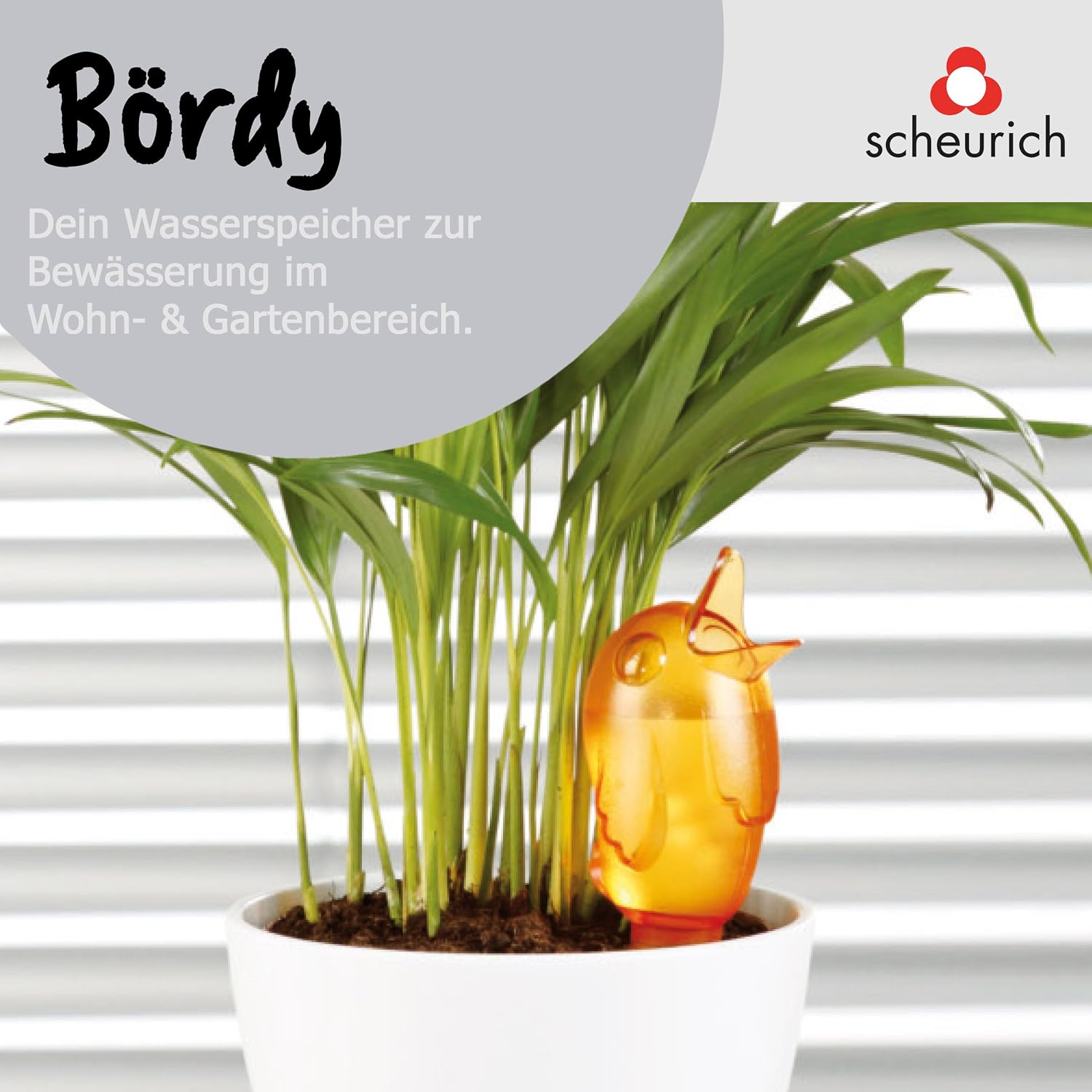 Scheurich Bördy M, Waterreserve Water Dispenser Made of Plastic and Clay Cone, Orange, 20 cm High, 0.22 L Vol.