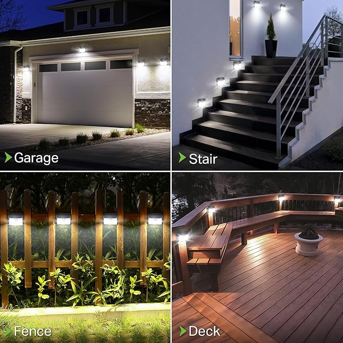 [16 Packs] Solar Motion Lights Outdoor, Ultra Bright Solar Fence Lights with Motion Sensor, IP65 Waterproof Security Light 3 Modes, 270° Lighting Angle, Wall Lights for Deck Patio Fence Garage Door