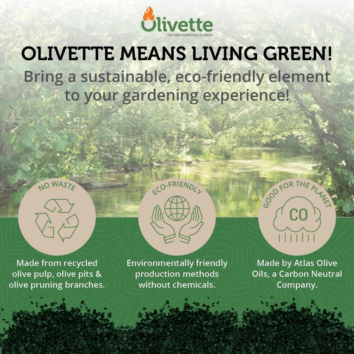 olivette organic biochar activated charcoal for plants, 3 on a desk or shelf