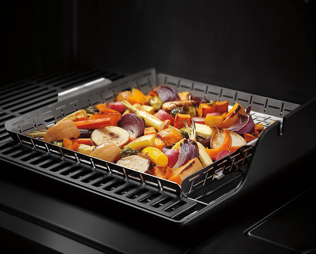 Weber Crafted® Roasting Basket, Stainless‑Steel for Gourmet Grilling | Grill Basket for Even Roasting of Vegetables & Delicate Foods - Grill Accessory, Culinary Tool for Outdoor Cooking