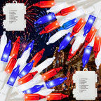 2 Pack 100 LED 38.4FT Red White and Blue Lights Battery Operated, 8 Modes with Timer, Patriotic Indoor/Outdoor Party Decor for Memorial Day & Independence Day 4th of July Decor