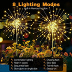 btfarm 6 Pack 120 LED Solar Garden Lights Outdoor, 8 Modes Firework Lights Solar Powered, Waterproof Twinkle Fairy Light Outside for Yard Patio Pathway Pool Christmas Party Decorative, Warm White