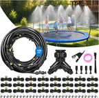 thiswing 100 ft dual-line misting cooling system with shown in use
