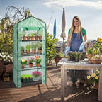 mini compact greenhouse, small pe plant green house, front angle view